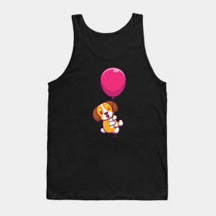 Cute dog floating with ballon Tank Top